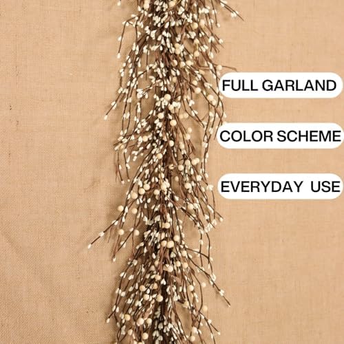 60" Pip Berry Garland - Artificial Spring and Summer Decorative Garland with Cream Berries, Perfect for Front Door, Mantel, Centerpiece and Table Display Seasonal Décor - Image 4