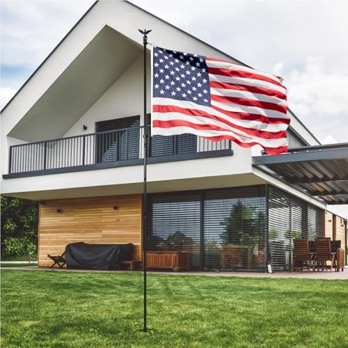 ZMTECH 10 FT Flag Pole Kit in Ground with 5 Pronges Base, Heavy Duty Flag Pole Holder with Metal Eagle Topper for Outside House & Yard Outdoor Garden Decor Residential Commerical(1 Pack,Without Flag) - Image 7