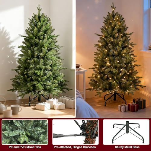 Treepool 4FT Pre-Lit Artificial Christmas Tree, 739 PE/PVC Tips, 150 Lights - Image 5