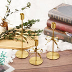 Bow Candle Holder - Set of 3 Metal Gold Bow Candlestick Holder, Modern Decorative Taper Candle Holder for Centerpiece Dining Table Wedding Holiday Housewarming Gift, Gold Finish (Style1-Gold) - Image 2