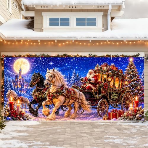 7x16FT Christmas Santa Claus Garage Door Cover Decorations Merry Christmas Garage Door Banner for Outdoor Indoor Christmas Decorations Party Photography Backdrop - Image 4