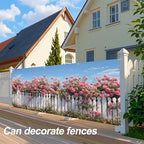 Rose Garden Garage Door Banner 6x13FT, Pink Roses and White Fence Garage Door Cover, Large Outdoor Floral Decoration for Garage Doors, Garden Fence & Spring Summer Party Backdrop - Image 5