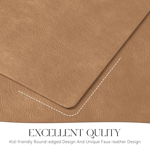 MOSAYT Vinyl Faux Leather Placemats, Set of 6, Camel - Image 5
