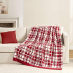 Snuggle Sac Red Checkered Throw Blanket for Couch, Super Soft Cozy Warm Christmas Red Blankets, Reversible Buffalo Plaid Microfiber Throws for Sofa Bed, Red Plaid, 50x60 Inches - Image 2