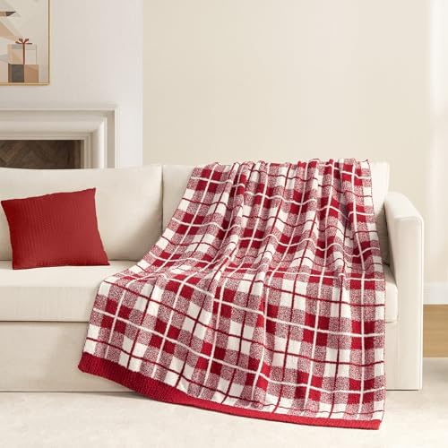 Snuggle Sac Red Checkered Throw Blanket for Couch, Super Soft Cozy Warm Christmas Red Blankets, Reversible Buffalo Plaid Microfiber Throws for Sofa Bed, Red Plaid, 50x60 Inches - Image 2