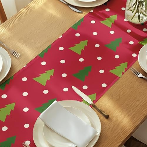 Winter Table Runners | Christmas Tree Design | Seasonal Table Decorations | Home Kitchen Decor | Made in The USA | Stain Resistant | 14" x 108" Long - Image 6