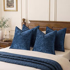 a moment Throw Pillow Covers 22X22 Inch 4 Packs,Soft Velvet Decorative Pillow Cases with 3D Ice Flower,Texture Modern Accent Cushion Covers for Sofa Couch Home Decor Navy Blue - Image 6