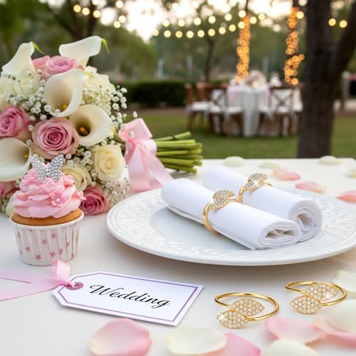 200 Pcs Napkin Rings Gold Bling Leaf Shaped Napkins Rings Table Decorations - Image 7