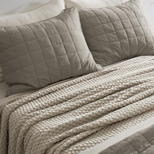 EVERGRACEHOME Chunky Chenille Knit Throw Blanket, 90 x 90, Warm Gray - Image 5