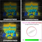 Happy Hanukkah Neon Sign Dimmable Candlestick LED Neon Light Signs Hanukkah Decorations for Home Hanukkah Neon Light for Wall Room Bedroom Decor Jewish Menorah Holiday Gifts - Image 5