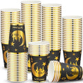 Domensi 100 Pack Eid Mubarak Paper Cups Gold Foil Disposable, Black by Domensi