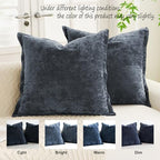 Greek Velvet Euro Sham Covers Set of 2 26x26 Luxury Soft Solid Pillow Covers for Living Room Bedroom Yard,Blue Gray - Image 2