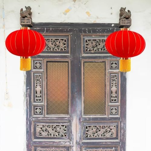 Chinese New Year Lantern, Traditional Spring Festival Hanging Ornament, Flocking Cloth Lantern with Tassels for Lunar New Year - Image 4