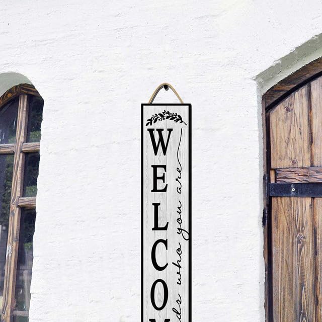 48x8 Inch Rustic Farmhouse Large Vertical Porch Sign - Wood Plank Set, Whimsical "Welcomish" Design, Indoor & Outdoor Compatible - Image 5