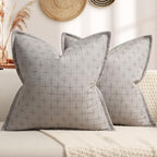 ZWJD Pillow Covers 22x22 Set of 2 Soft Polyester Textured Pillow Covers with Stylish Flange Edge Cozy Farmhouse Throw Pillows for Couch Bed Sofa Living Room by ZWJD