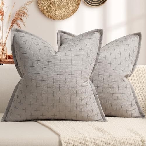 ZWJD Pillow Covers 26x26 Set of 2 Soft Polyester Textured Pillow Covers with Stylish Flange Edge Cozy Farmhouse Throw Pillows for Couch Bed Sofa Living Room by ZWJD