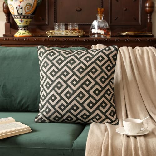 ISAENNE Vintage Linen Square Throw Pillow Cover,Set of 2,18"x18"-Murad B - Image 2