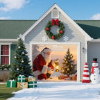 Christmas Garage Door Banner – Santa Claus, Xmas Tree & Gift Boxes, Large Waterproof Reusable Outdoor Holiday Cover for Home, Yard, Party & Photo Backdrop,8 × 7ft/2.4 × 2.1m - Image 3