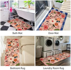 Boho Floral Kitchen Mat Set of 2,Modern Farmhouse Flowers Kitchen Rugs and Mats Non Skid Washable,Spring Summer Bohemian Kitchen Runner Rugs with Rubber Backing (Pink 17"x47"+17"x30") - Image 6
