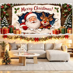 7x16FT Merry Chrismas Garage Door Banner Gingerbread Deer Snowman Santa Claus Winter Garage Door Cover Decoration for Chrismas Outdoor Decoration - Image 6