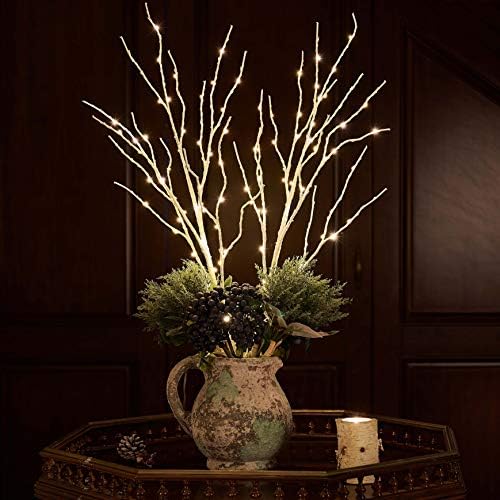 Hairui Lighted Artificial Twig Birch Branch with Fairy Lights 30IN 100 LED Battery Operated, White Willow Branch with Lights for Christmas Holiday Wedding Party Decoration - Image 3
