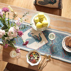bilingaier Vintage Blue Peacock Small Table Runner for Table,Decorative Linen 102 Inches Long Table Runners,Decor Tabletop for Kitchen,Dining,Tea Party,Home,Christmas,12"x102" - Image 4