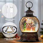 Christmas Snow Globe Lighted Gingerbread House Scene, Musical Snow Water Lantern Swirling Glittering Home Decoration and Gift, Battery Operated or USB Powered - Image 3