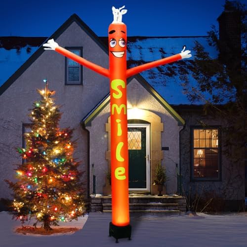 8FT Inflatable Air Waving Tube Dancer with Blower Set for Valentines Day Decor, Blow Up Inflate Tube Man with Smile for Birthday Wedding Proposal Party Decorations (Smile Air Waving Puppet) - Image 3