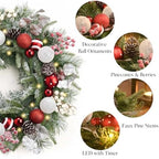 Valery Madelyn 24" Pre-Lit Christmas Wreath for Front Door with Light - Image 5