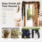 4 Pcs 6Ft Artificial Eucalyptus Garland, Faux Eucalyptus Plants Black Leaves Fake Vines for Halloween Table Home Wedding Mantle Party Indoor Outdoor Decor - Image 4