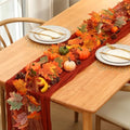 Fanfanwin 33 Pcs Thanksgiving Fall Table Centerpieces Decorations for Home 1 Thanksgiving Table Runner 30 Artificial Pumpkins 2 Maple Leaf Garland for Autumn Fall Party Favors by Fanfanwin