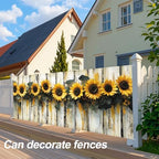 ANNA QUEEN Sunflower Garland Garage Door Banner 6 x 13FT, Rustic Sunflowers with Wooden Fence, Outdoor Spring and Summer Decoration for Garden Parties Home Decor - Image 5
