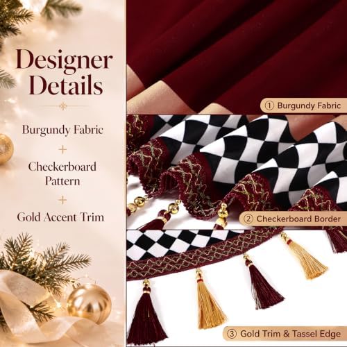Blueweenly 48 Inch Christmas Tree Skirt with Gold and Red Tassel Velvet - Image 4