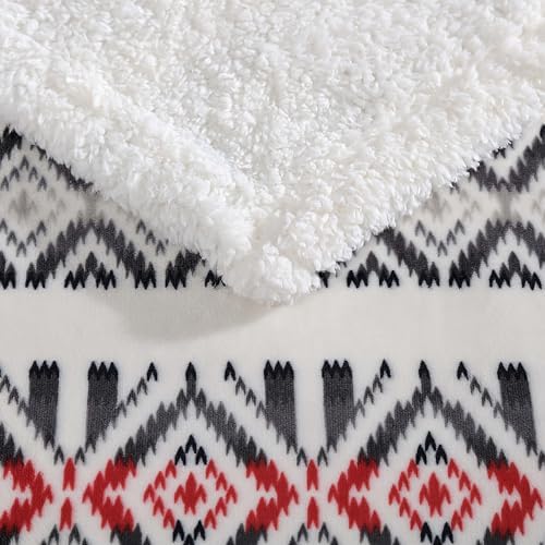 Eddie Bauer - Throw Blanket, Brushed Fleece & Plush Sherpa Soft Bedding, Blanket for Couch & Bed (Mountain Village Red, 50" x 60") - Image 4