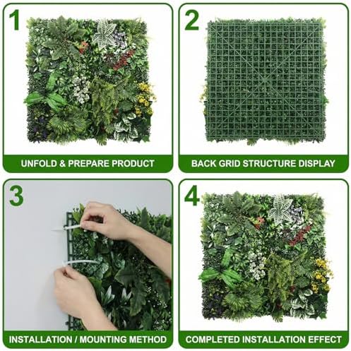 Artificial Grass Wall Panels,40"x40"2PCS Fake Flower Grass Backdrop,UV-Anti Fake Greenery Plant Boxwood Panels,Green Wall Decor for Outdoor Indoor Patio Garden Backyard balcony privacy screen - Image 4