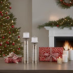 Creative Scents Dublin Silver Decorative Candle Holder Set of 2 - Home Decor Pillar Candle Stand, Coffee Table Mantle Decor centerpieces for Fireplace, Living or Dining Room Table, Gift Boxed - Image 2