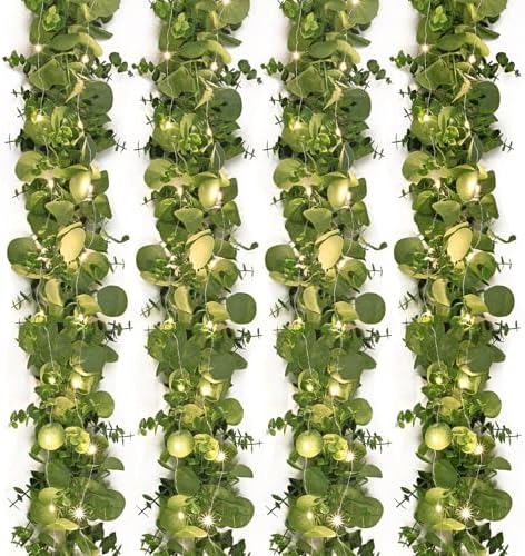 Dolicer 4 Packs 6FT Artificial Eucalyptus Garland Faux Greenery Garland by DolicerLANDSCAPEQ