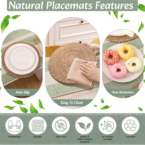 4 Sets Sage Green Table Runner and Placemats Set - Image 5