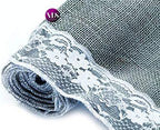 VDS Pack of 12, Burlap Table Runner with White Lace Edge, 100% Natural Jute Rustic Hessian Table Cloth Centerpiece for Wedding Birthday Party Banquet Table Decoration (Size 12X108 Inch)(Silver Grey) - Image 5