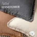 Foindtower Decorative Linen Fringe Throw Pillow Covers 22×22 Inch,Gray - Image 4