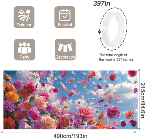 7 * 16FT Summer Garage Door Cover Decorations Sunset Palm Trees Garage Door Banner for Outdoor Indoor Summer Party Photography Backdrop (spring flower, 7 * 16 ft) - Image 2