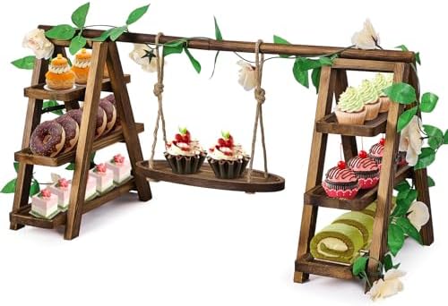 Wooden Cupcake Stand, 3 Tier Cake Stands Party Food Display Serving Platter by Unknown