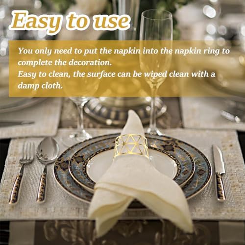 60 Pcs Gold Napkin Rings Bulk Metal Napkin Holder Buckles for Wedding Party - Image 5