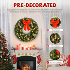 VINGLI 30 Inch Christmas Wreath Prelit Front Door Battery LED Decor - Image 5
