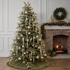 Arrowbash Olive Green 72 Inch Christmas Tree Skirt Velvet Scallop Ddge - Image 5