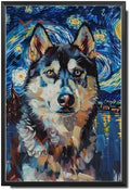 Metal Sign Vintage Tin Sign Husky Starry Night Husky Spirited Husky in Night for Home Tundra and Seasonal Celebrations Corrosion Resistant Aluminum 6×8 Inches with Metal Frame by YmyooForTinSign