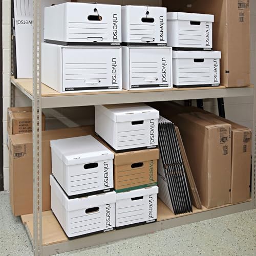 Universal Basic-Duty Economy Record Storage Boxes, 12 Pack, Letter/Legal Files, 12" x 15" x 10", White, - Image 7