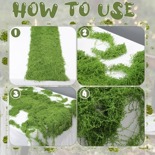 2 Pcs Fake Moss Table Runner Halloween Enchanted Forest Decor - Image 5