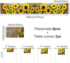 Sunflower Table Runner and Place Mats Set of 6 108 Inches Long - Image 3