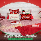 Newwiee 10 Piece Throw Pillows Covers Decorations Snowman Wreath Santa Claus Tree Red Buffalo Plaid Merry Christmas Pillow Covers for Couch Sofa(Plaid) - Image 6